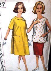4827 SIMPLICITY 60S MATERNITY BACK BUTTON SS DRESS, TOP, SKIRT PATTERN 16 36B